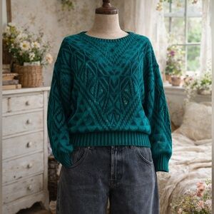 Vintage 1980’s Felicia Acrylic Green Sparkly Sweater